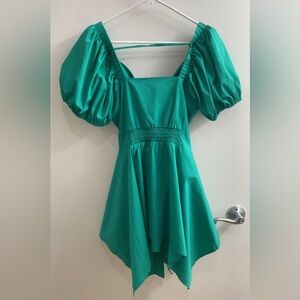 7th Avenue New York & Company Green Puff-Sleeve Dress Size M